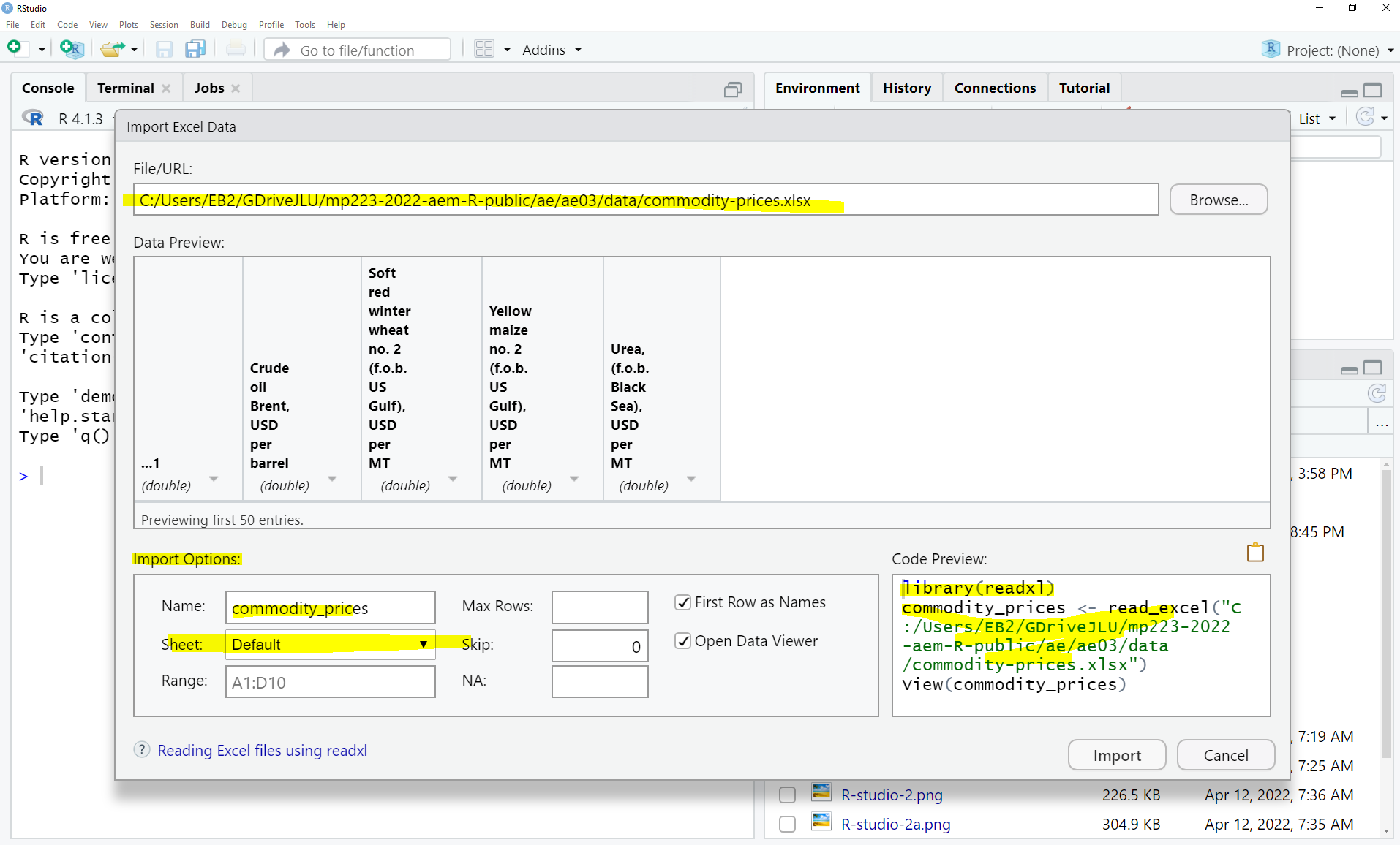 mp223 Applied Econometric Methods for the Socials Sciences Import data